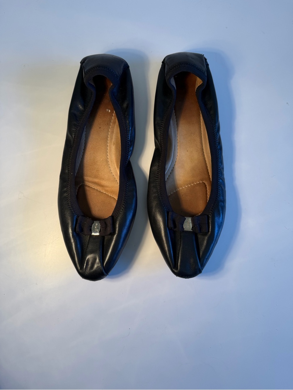 Salvatore Ferragamo Black Leather Bow Ballet Flats Size 10
